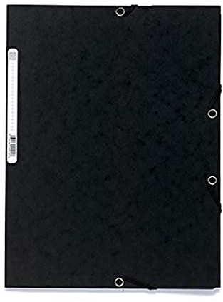 Exacompta 55501E 25er Pack Einschlagmappen. Aus extra starkem Colorspan-Karton DIN A4 mit 2 Gummizügen, 3 Klappen und Rückenschild schwarz Sammelmappe Dokumentenmappe