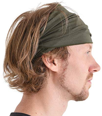 Dünnes Lauf Stirnband Sport Haarband Herren, Bandana Damen Sommer Japanische Mode Lang, Loop Tuch Zum Binden khaki