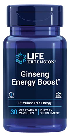 Life Extension Ginseng Energy Boost, Energy Support, Healthy Stress Management, Gluten-Free, Non-GMO, Vegetarian, 30 Capsules