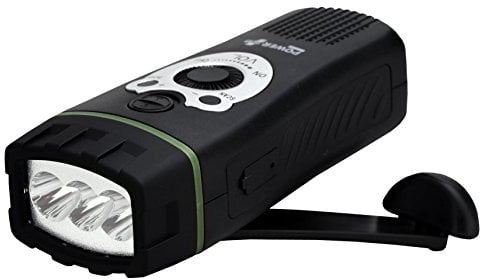 POWERplus Wolf Dynamo 3 LED Taschenlampe mit FM Scan Radio Kurbel Leucht Schwarz