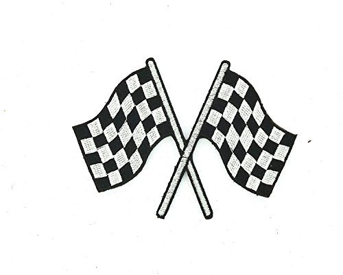 Akachafactory Aufnäher zum Aufbügeln, bestickt, Flagge von Schachbrett, Checkered Rennen, Auto, Motorrad