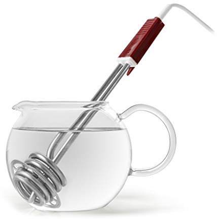 riviera&bar, Thermoplongeur Compact, 350W Puissant et Économe, Design Rouge et Blanc, Sécurité Anti,Surchauffe, Idéal pour Tasse/Verre, Inox, Garantie 2 Ans, TPL350FS