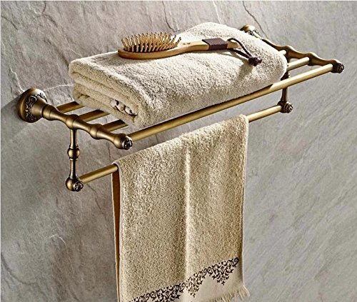 Gowe Creative murale seule Serviette étagère de salle de bain Laiton antique Serviette de bain Serviette de rack avec barre