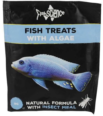 FishScience Fish Treats with Algae | Fish Food Treats for Algae Eating Freshwater and Marine (9g Sachet)| Aquarium Glass Sticking Treat | Interactive Feeding | Long Lasting