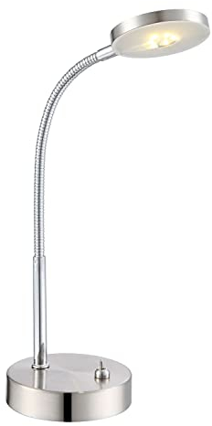 LED Schreib Büro Tisch Lampe Leuchte Nickel Matt Chrom Flexo Spot Schalter