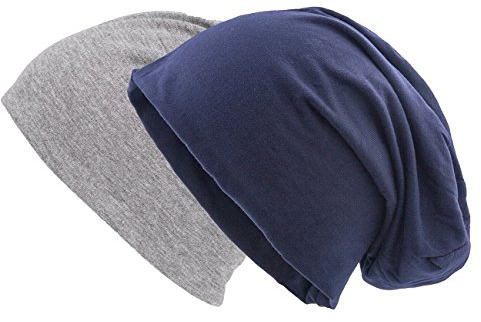 2er Set Beanie Mütze Herren | Navy und Grau | Klassische Winter Mütze | Damen Beanie | Herren Longbeanie | leicht und weich