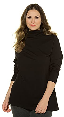 Ulla Popken Damen Basic-shirtrolli Rollkragenpullover, Schwarz, 54-56 EU