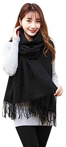 Butterme Solid Color Mode lange Schal Damen Winter Warmer Kaschmir Spüren Große Schal, Schwarz, One Size