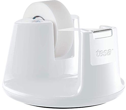 tesa Easy Cut Desktop dispenser COMPACT WHITE + 1 roll tesafilm INVISIBLE 33M x 19MM