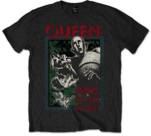 Rockoff Trade Men's Queen News of The World T-Shirt, Black (Black Black), XX (Size:XX-Large)