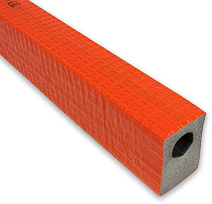 2m PE-Rohrisolierung mit Schutzhaut eckig orange DN 20-22mm - Isolierstärke 25mm
