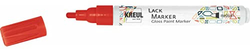 KREUL 47012 - Lackmalstift medium rot, mit Rundspitze Strichstärke 2 - 4 mm zum Gestalten, Beschriften und Verzieren von kleinen, originellen Geschenken, Karten, uvm.