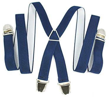YEHMAN Hosenträger Marineblau Breit 2.5 cm 4 Metall Clip Deutsche Qualität Einstellbar und Elastisch X Style für Herren damen