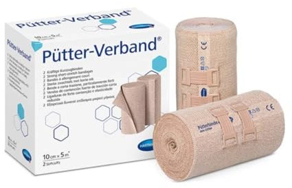 Hartmann 9317961 Pütter-Verband Kräftige Kurzzugbinde, 8/10cm x 5m, 2 Stück