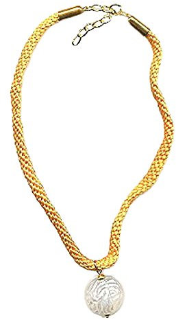 Gallay Collier Strukturperle weiß orange 45 cm