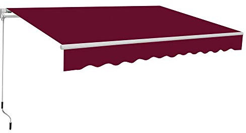 Green Bay 2.5 x 2m Manual Awning Garden Patio Canopy Sun Shade Shelter Retractable Wine Red
