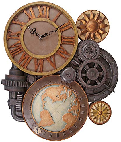Design Toscano Zahnräderuhr, Maße: 6,5 x 54,5 x 63,5 cm