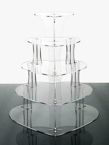 5 Tier Heart Clear Acrylic Cupcake Stand
