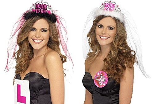 BRIDE-TO-BE Tiara mit Brautschleier für Junggesellinnenabschied
