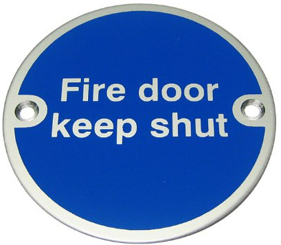 76mm Ali 'Fire door keep shut' Aluminium sign C-W screw holes (ARC.70A) (1)