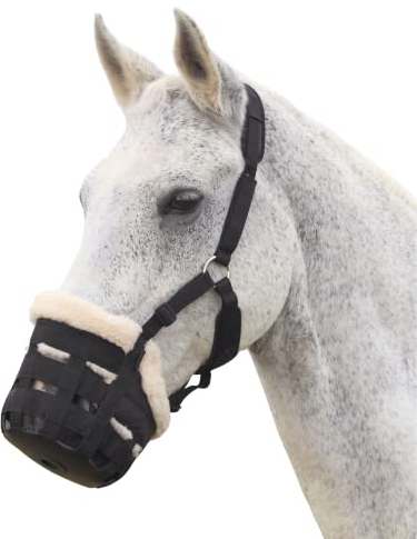 Deluxe-Weidenmaulkorb von Shires für Pferde, aus Nylon Pony schwarz