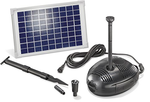 Milano 101720 - Set di pompe per laghetto da giardino, 10 W, pannello solare, 630 l/h, portata 630 l/h