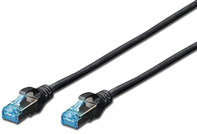DIGITUS LAN Cable Cat 5e - 2m - RJ45 Network Cable - SF/UTP Shielded - Compatible with Cat-6 & Cat-6A - Black