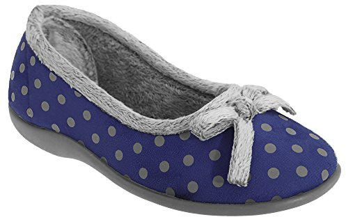 Sleepers Womens/Ladies Louise Polka Dot Bow Slippers (7 UK) (Navy)