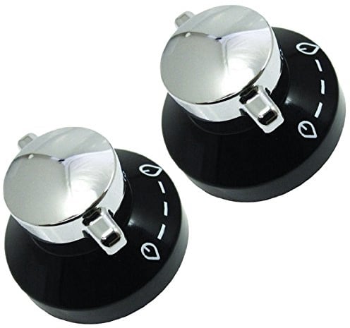Stoves Gas Hob Oven Cooker Knobs Flame Control Switch (Pack of 2, Black/Silver)