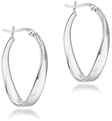 Tuscany Silver Damen Creolen Sterling Silber Oval Verflochten