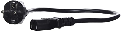 C2G Câble d'alimentation de 0.5M (IEC320C13 à CEE 7/7 Schuko) 1,5 pi Convient pour PC, Moniteurs, Appareils électroménagers. Cordon d'alimentation, Noir