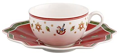 Villeroy & Boch 14-8585-1291 Taza de té o café con platillo Toy's Delight, para Navidad, Set de 2 Piezas 200 ml y 16,5 cm, Porcelana, Multicolor, 22.0x16.0x8.0 cm