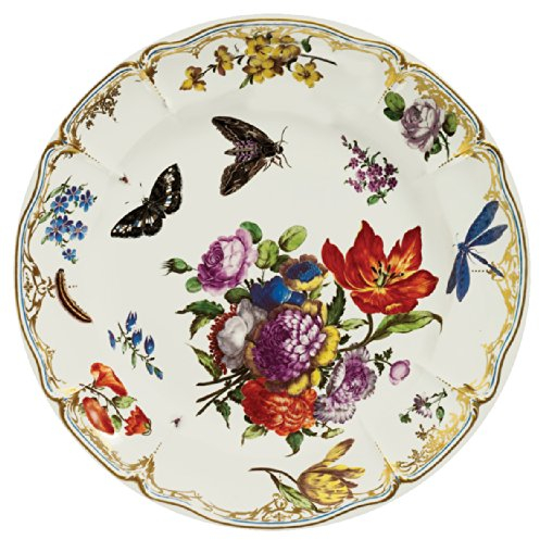V&A - Victoria and Albert Museum Pink Butterfly Painted Tin Enamel Plate - Picnic or Camping
