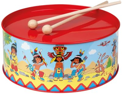 Lena Blechtrommel 20cm Indianer, inkl. 2 Schlägeln, geeignet für Kinder ab 3 Jahren