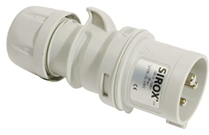 Jäger-Direkt 1 Stück CEE-Stecker 16A, 3p.1h, 230V, IP44 weiß, vernickelt