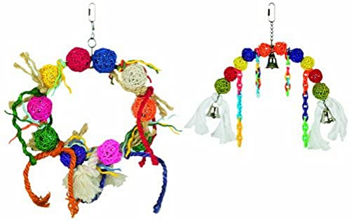 Nobby Balle Jouet en Osier avec Anneaux en Plastique/Cloches pour Oiseau 35 cm