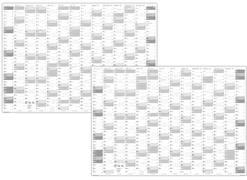 XXL Wandkalender DIN A0 2025 + 2026 (grau2) große Tageskästchen (Kalender werden gerollt versendet)