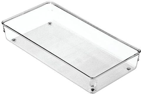 iDesign Cassetto portaposate, grande inserto per cassetti da cucina, pratico organizer per utensili da cucina, trasparente, 15 cm x 30 cm x 5 cm