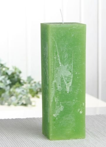 CandleCorner Rustik-Kerzen, viereckig, 15 x 5 x 5 cm Ø, Apfelgrün