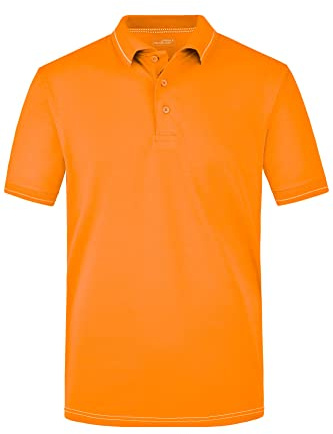 James & Nicholson Herrenpolo Elastic - Sportlich geschnittenes Poloshirt mit Frischeausrüstung | Farbe: orange/white | Grösse: L
