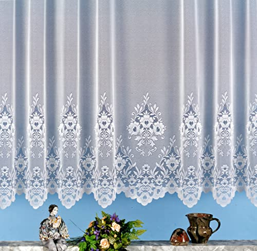 heimtexland Gardine, Vorhang, Store weiß aus hochwertigem Jacquardstore mit transparentem Oberstoff und Kräuselband, H X B 160 X 600 cm Typ10