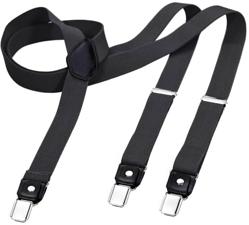 DonDon Hosenträger Herren grau schmal 2,5 cm - Extra starke Clips für Anzug - Hosenträger Herren extra stark - Ideal für Männer oder Damen Rockabilly Suspenders