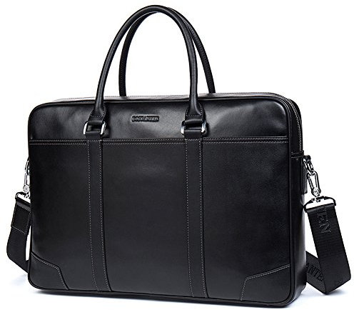 BOSTANTEN Herren Leder Laptop Tasche Aktentasche Henkeltasche Groß Schwarz