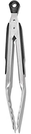 OXO Good Grips – Pinces 23 cm - Pince cuisine en inox avec manche antidérapant - Inox, Noir