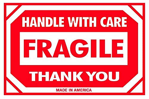 Tape Logic Aviditi Tape Logic 2 x 3,Fragile Handle with Care Red/White Warning Sticker, for Shipping, Handling, Packing, and Moving (1 Roll of 500 Labels)