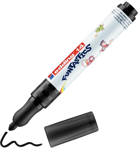 edding 14 FUNTASTICS - Malstifte für Kinder - schwarz - Rundspitze 3 mm - für Malspaß auf hellem Papier und Karton - abwaschbar von Haut und Textilien