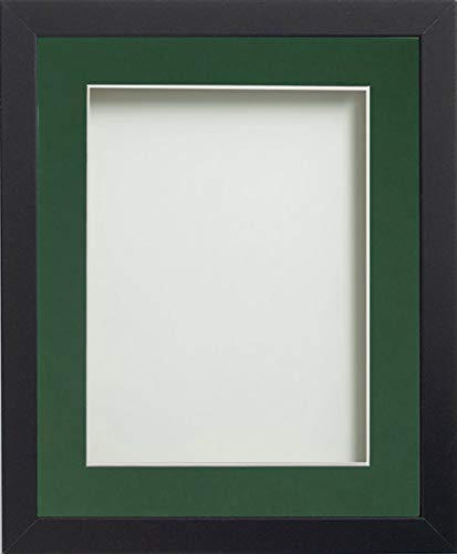 Frame Company Allington Black 14x11 inch Frame With Bottle Green Mount For Image A4 *Choice of sizes* Fitted with Real Glass