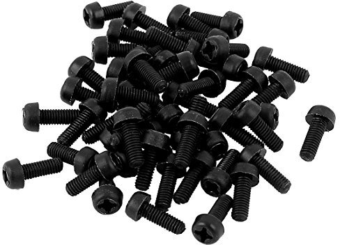 sourcing map 50pcs M3 x 8 mm Vis Nylon cruciformes tête panoramique Vis mécaniques Noir