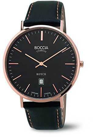 Boccia Herren-Armbanduhr Analog Quarz Leder 3589-05