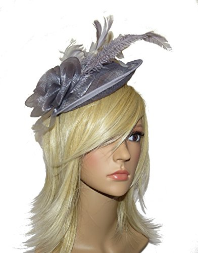 Schöner großer Silber Grau-Haarband Fascinator Damen Tag Rennen Hochzeit